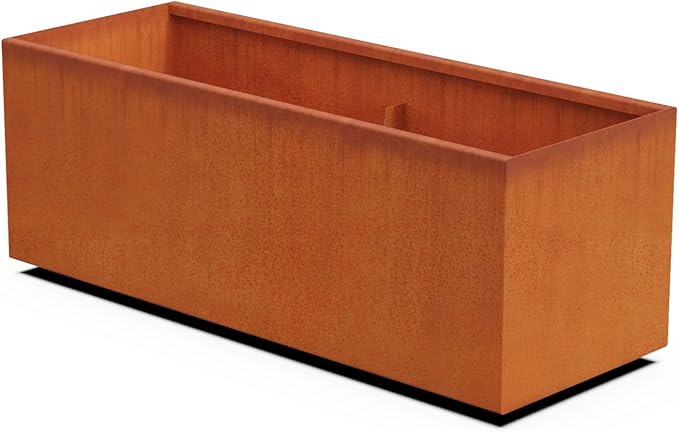 Corten Steel Planter Rectangle Outdoor Metal Garden Box Heavy Duty | Made in USA | Fully Assembled