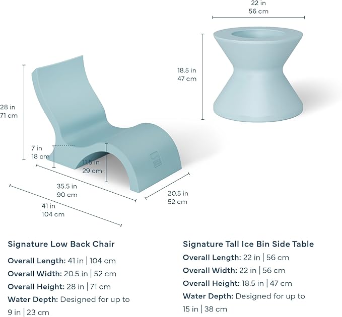 Ledge Lounger Signature Lowback Chair Set - Two Chairs - Ice Bin Side Table - in-Pool - On-Deck - Water Depths 0-9” - All Types - Resin Water Chairs - Pool, Sundeck, Outdoor Patio