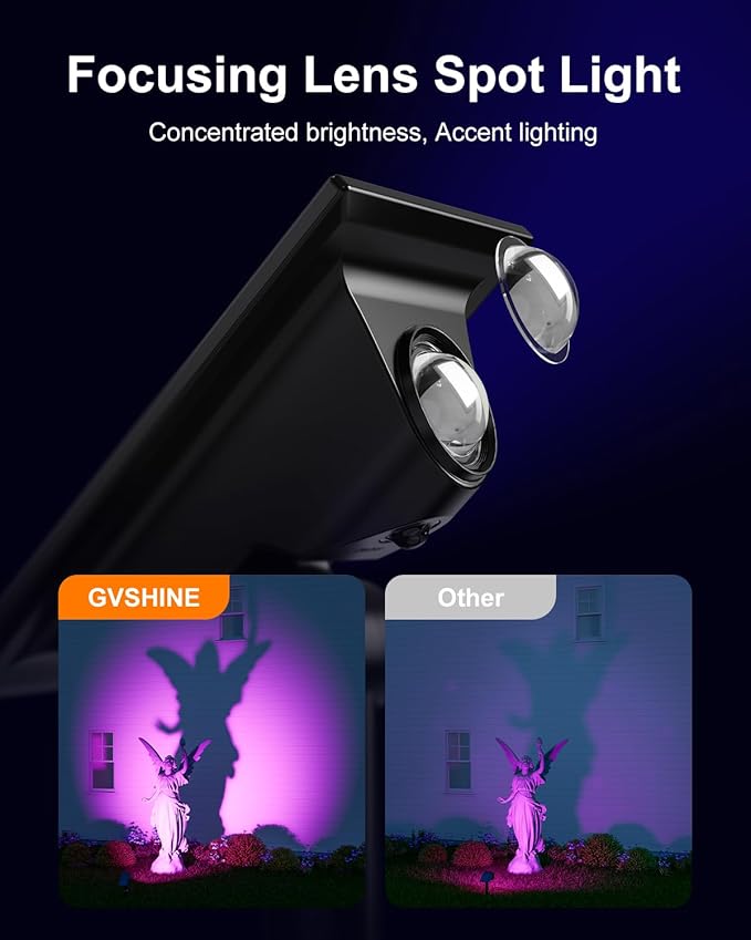 6 Pack Color Changing Solar Power Spot Lights Outdoor Waterproof LED Dusk to Dawn Landscape Spotlight Lamp for Outside Yard, Tree, Flag, Garden, Statues, 8 Colorful Modes, Accent Decorative Lighting