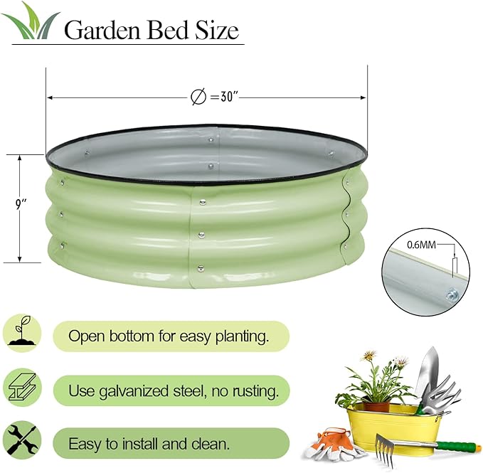 BPS Metal Raised Garden Bed, 2-Pack 2.5FT Diameter Galvanized Planter Raised Garden Boxes for Flower Planters, Vegetables Herb