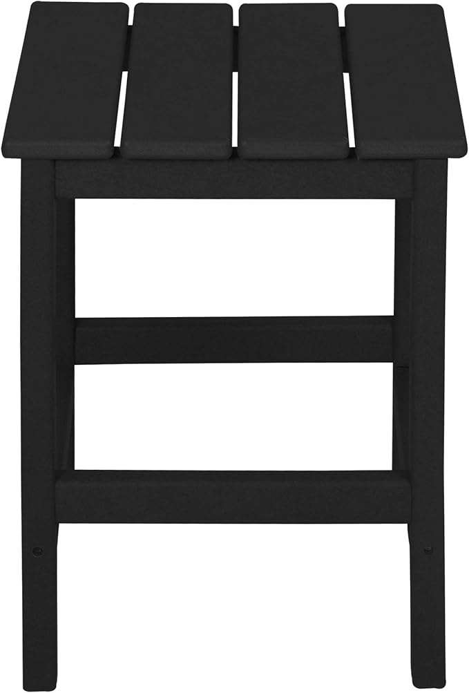 WO Home Furniture Adirondack Chairs Table Set of 3 PCS Outdoor Folding Chairs Side End Table Weather/UV Resistant for Lawn, Garden, Bon Fire, Balcony (Black)