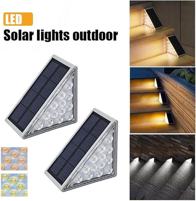 Solar Stair Lights Outdoor, 12 Pack Outdoor Solar Lights Waterproof IP67, Solar Step Lights for Outside, Patio, Decor, Yard, Garden, Front Door, Porch (Warm White)