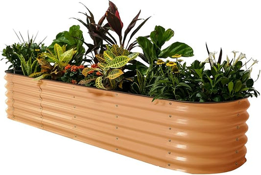 Vego garden Raised Garden Bed Kits, 17" Tall 9 in 1 8ft x 2ft Metal Raised Planter Bed Outdoor for Vegetables Flowers Ground Planter Box, Terra Cotta