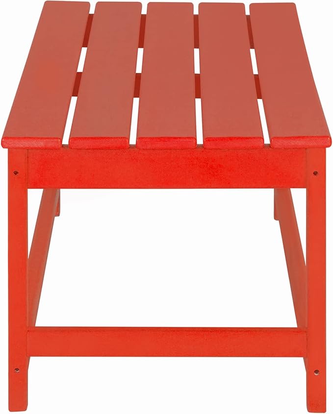 WO Home Furniture Adirondack Chairs Table Set of 3 PCS Outdoor Folding Chairs Coffee Table Weather/UV Resistant for Lawn, Garden, Bon Fire, Balcony (Red)