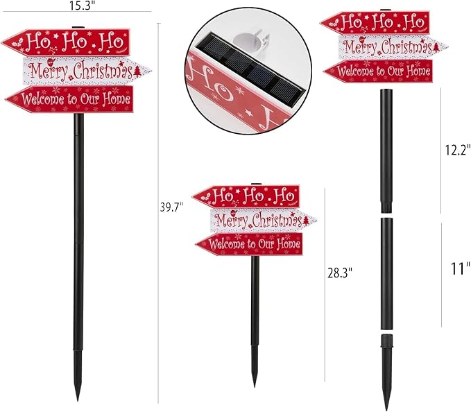 pearlstar Christmas Solar Pathway Stake Lights Decorations - 24 White LED Solar Outdoor Lights Waterproof Yard Landscape Sign Pathway Markers for Xmas Patio Garden Home Decor