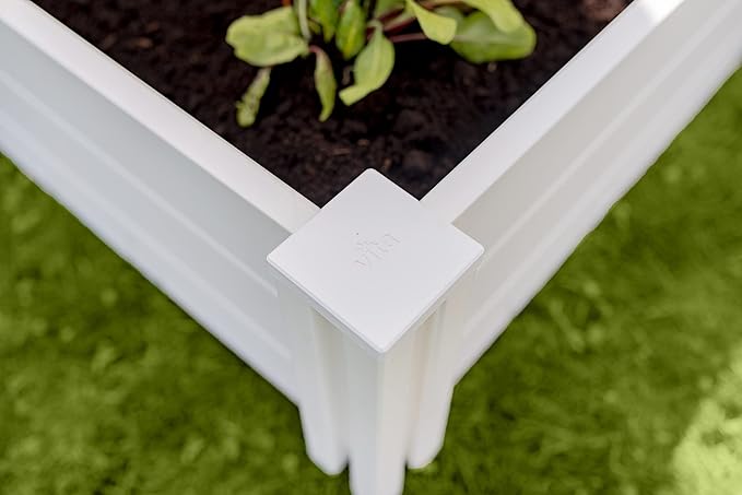 Vita Classic 4 Foot x 4 Foot x 11 inch White Vinyl Raised Modular Garden Bed, White, PVC, BPA and Pthalate Free, VT17108