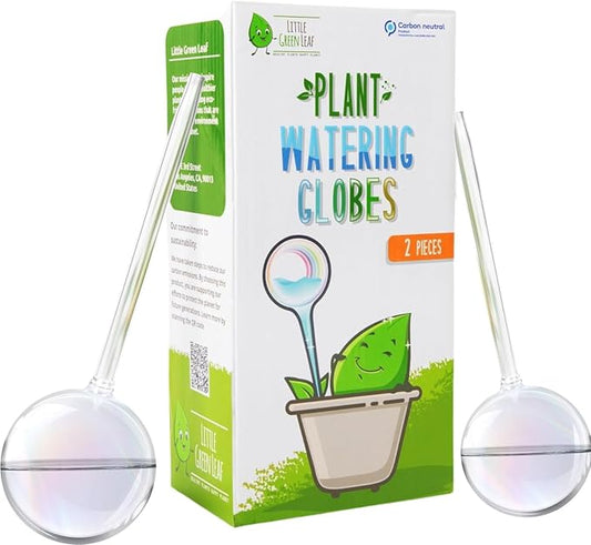 LGL Plant Watering Globes - Automatic Self Watering Globes. Decorative Self Watering Planter Inserts Made From Hand-Blown Durable Glass. Self Watering Spikes to Support Plant Health. 2 Pack, Medium.