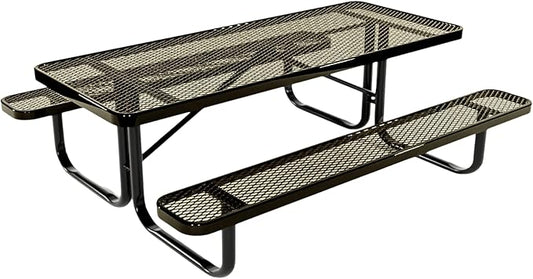 Heavy-Duty Portable Outdoor Kids Table, Expanded Metal Kids Picnic Table, Commercial-Grade Picnic Table, Made in America (6ft Rectangular, Childrens, Textured Gold Vein)