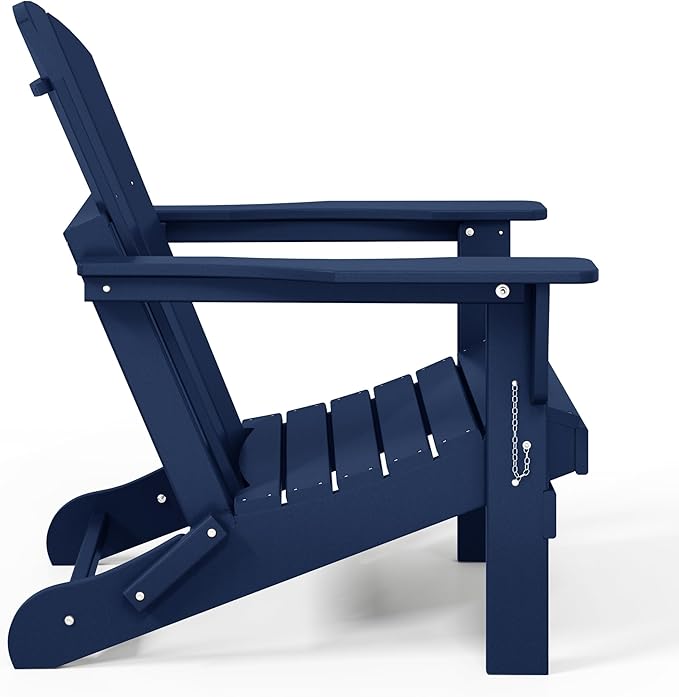 Westin Outdoors Laguna WO Home Furniture Adirondack Chair 4 PC Set Classic Outdoor Patio Folding Chair for Bon Fire Pit Lawn Backyard Beach Plastic Weather-Resistant (Navy Blue)