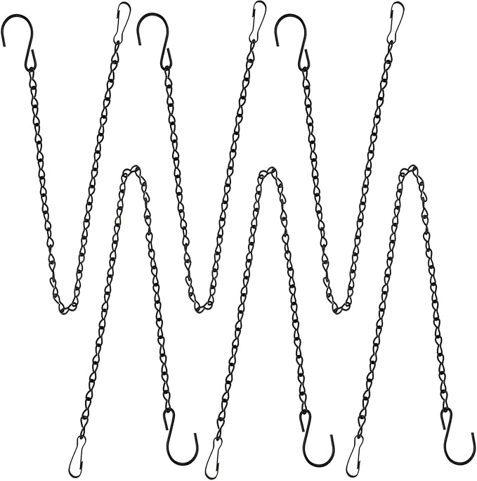 6 Pack 19.7Inches Black Hanging Chains, Garden Plant Hangers, for Bird Feeders, Billboards, Chalkboards, Planters, Lanterns, Wind Chimes and Decorative Ornaments