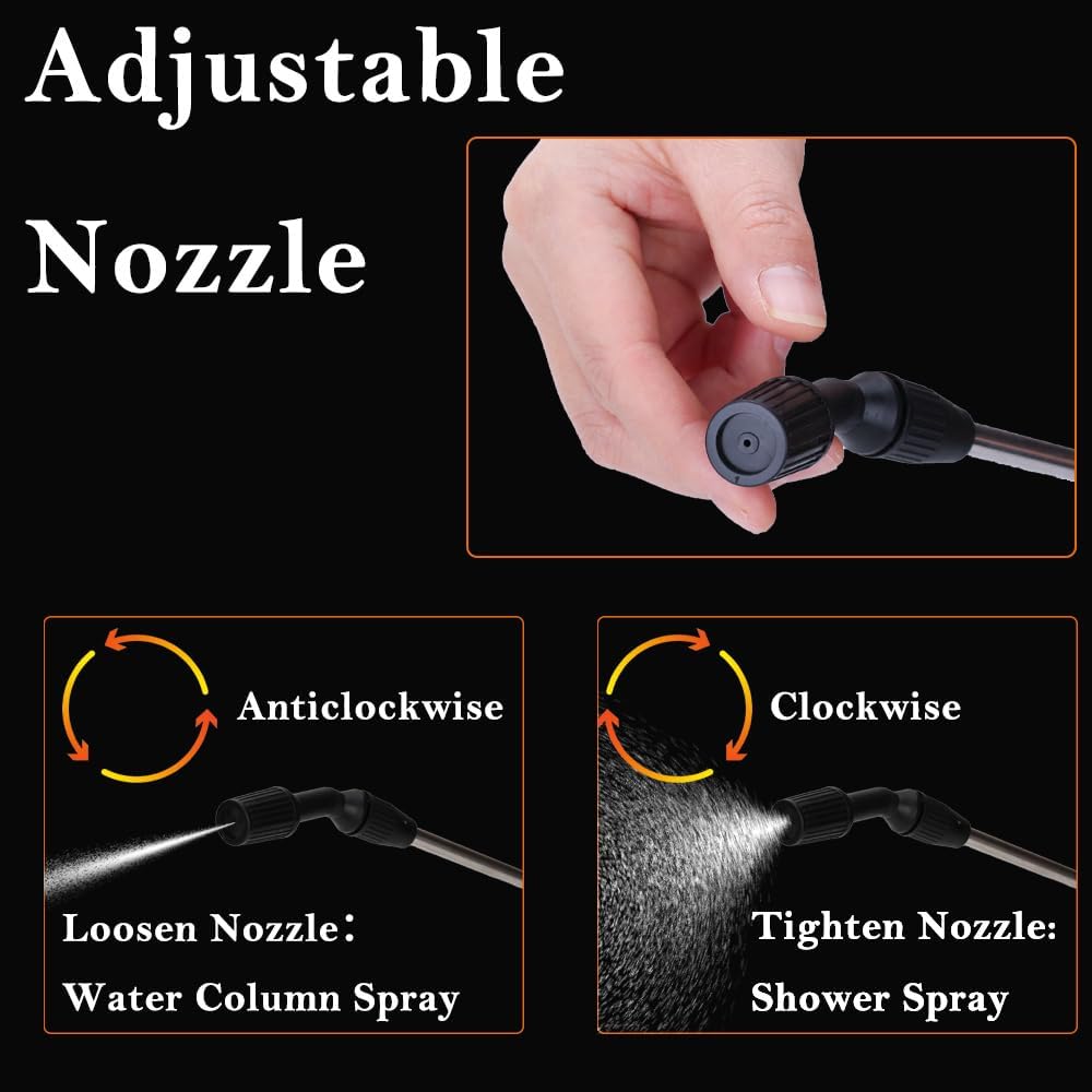 NewBeeclassic 1.3Gal/5L Garden Sprayer, Pressurized Water Spray Bottle with Adjustable Shoulder Strap Pump Pressure Sprayer for Weeds, Lawn Care & Pesticides (Orange)