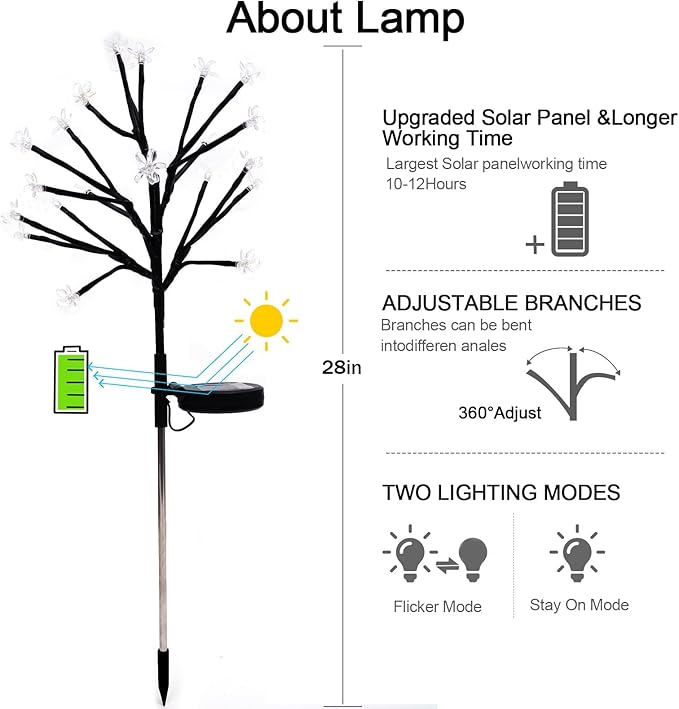 Solar Garden Lights Outdoor,Waterproof Outdoor Solar Lights for Outside Decorative 6Pack, 120Led Solar Flowers Garden Decor, for Yard Pathway,Lawn,Patio Fairy Decorations Gardening Gifts