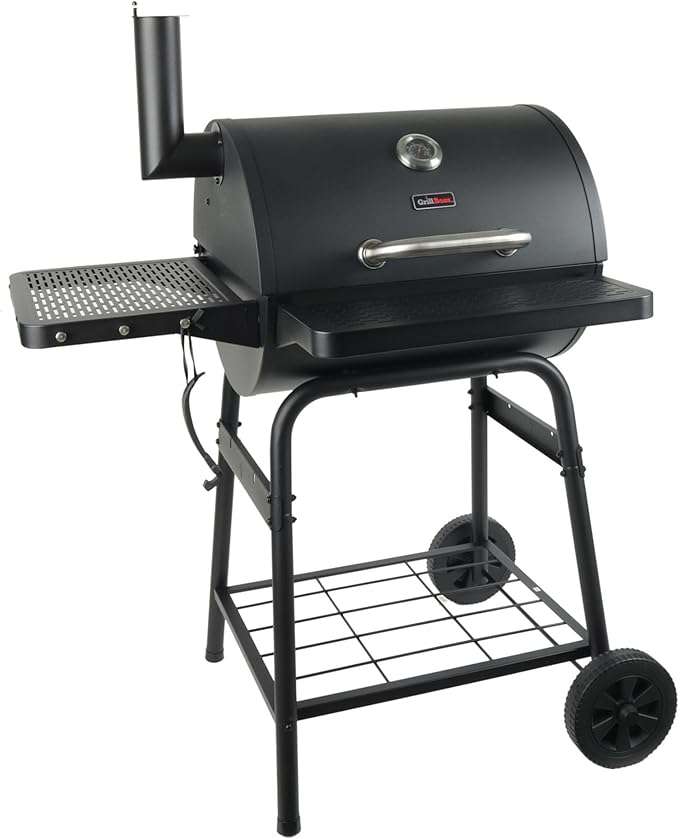 Grill Boss 23 Inch Charcoal Barrel Grill with Adjustable Grate, Large Cooking Area, Black