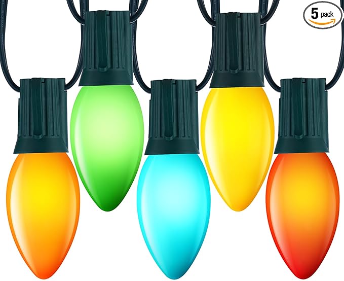 Minetom Outdoor Christmas Lights, 100 FT Vintage Multicolor C9 Christmas String Lights for Christmas Holiday Indoor Room Roofline Backyard Garden Patio Home Decor, E17 Base, Green Wire