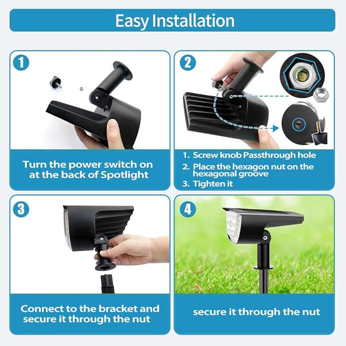 Jior Solar Outdoor Lights,32 LEDs Landscape Spotlights IP65 Waterproof Solar Powered Outdoor Lights,2-in-1 Adjustable Solar Wall Lights for Garden Yard Driveway Walkway Pool Patio (Cold White-2 Pack)