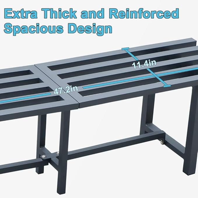 Chic & Robust 300 LBS Capacity Aluminum Plant Stand - Your Indoor & Outdoor Plant Display Solution, Size: L47.2 x W11.4 x H19.7 inch.