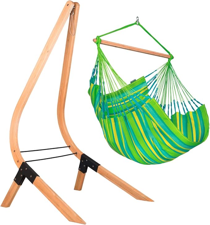 LA SIESTA® - Large Comfort Domingo Hammock Swing Chair - Weather & Tear Resistant Hanging Hammock Chair - Indoor Outdoor Hammock Chair Swing - Patio Porch Bedroom Hanging Chair - Max 285 Lbs, Lime