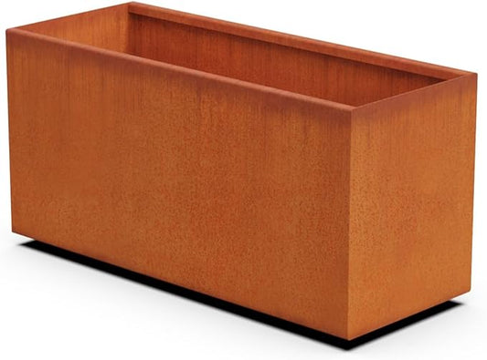 40-Inch Corten Steel Planter Box - Extra Large Rectangular Planter for Outdoor Plants | Modern Heavy Duty Design | Made in USA