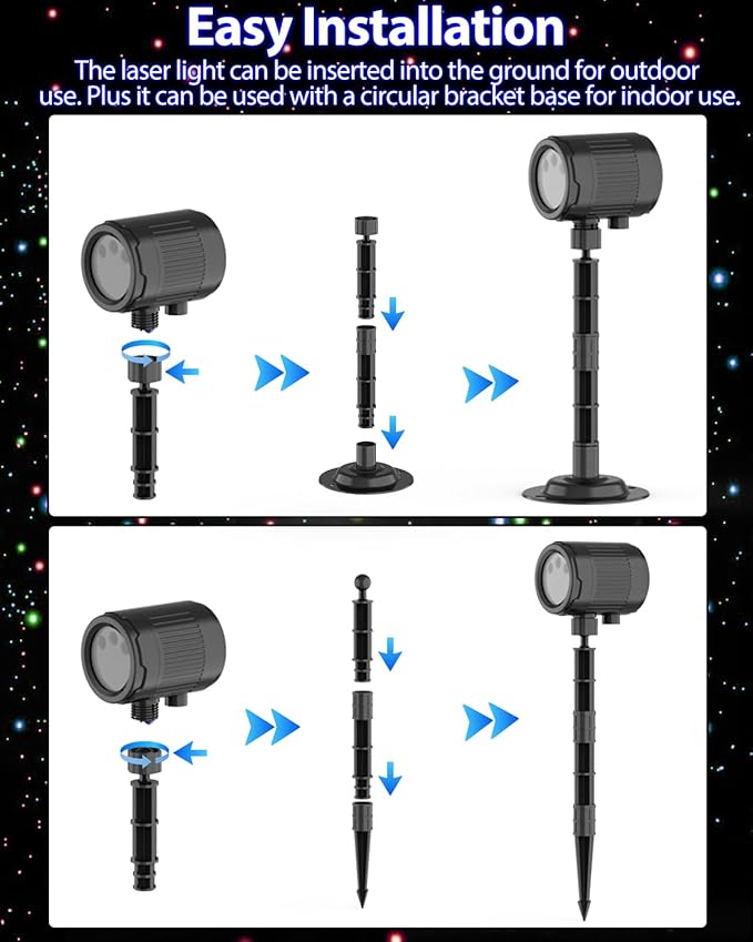 Christmas Laser Lights, RGB Laser Projector Light with RF Remote,Timer, Christmas Decorations Holiday Gift Projector for Xmas Home Garden Yard Party Outdoor Indoor Lights Show