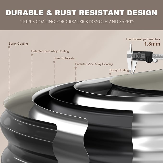 Raised Garden Bed, 8x4x1ft Galvanized Outdoor Planter Beds with Safety Edging and Gloves, Oval Metal Planter Box for Gardening Vegetables Flowers Herb