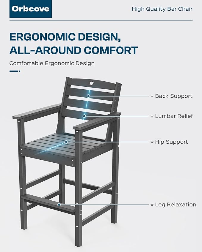 5-Piece Bar Height Outdoor Table and Chairs Set, HDPE Wood Grain Patio Bar Table and Chairs with Heart Cutout Design, Weather-Resistant Bar Height Furniture for Deck, Porch, Pool (Grey)