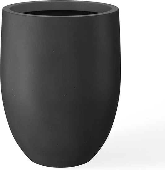 Kante 21.7" H Burnished Black Tall Planter, Large Outdoor Indoor Decorative Pot with Drainage Hole and Rubber Plug, Modern Round Taper Style for Home and Patio