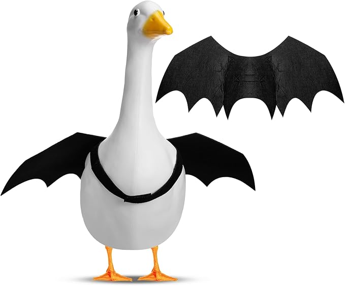 Halloween Goose Outfit Lawn Porch Goose Outfit Spider Bat Costume Plastic Goose Clothing for 23" Goose Halloween Outdoor Patio Yard Lawn Art Decoration(Bat)