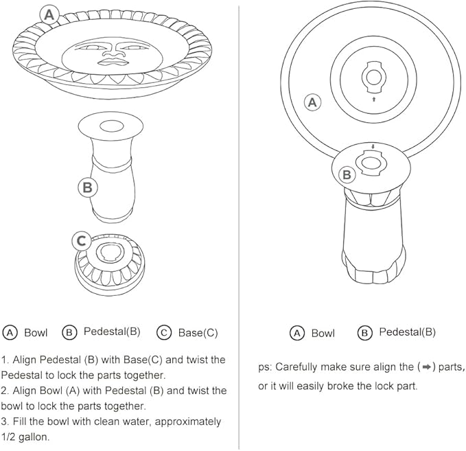 SKYFIRE 21.2”H Bird Baths for Outdoors- Fibre Reinforced Concrete Tall Bird Bath Stylish with Pedestal for Garden, Patio, Lawn, Backyard - 17”L X 17”W X 21.2”H Vintage Pedestal Outdoor Garden Birdbath