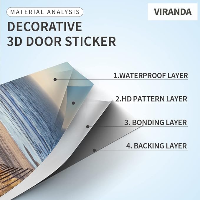 3D Peel and Stick Wall Murals - Bamboo - Self-Adhesive Removable PVC Waterproof Door Poster for Bedroom Living Room 37.4" x 84.6"