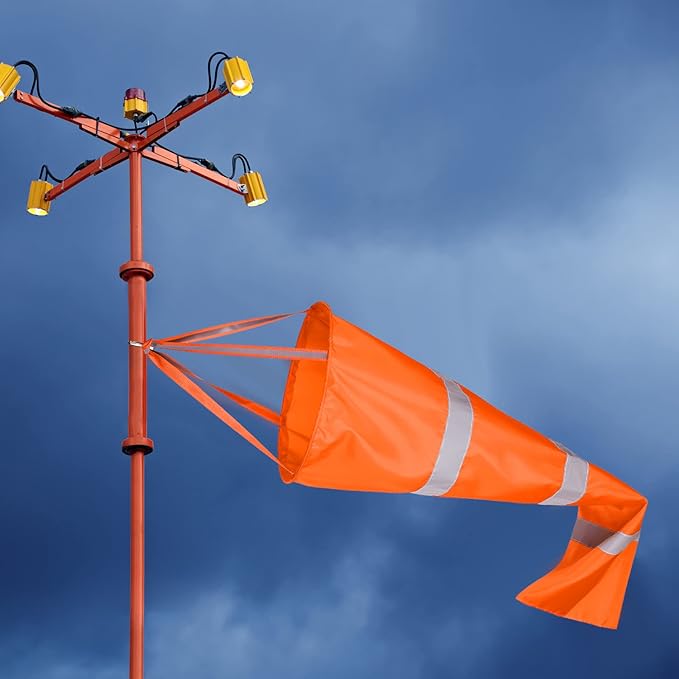 2 Pcs Airport Windsocks Measurement Sock Bag with Reflective Belt Oxford Fabric Ripstop Wind Sock Wind Direction Indicator Windsocks Outdoor Aviation Flag for Airport Farm, 31.5 Inch, 39 Inch(Orange)