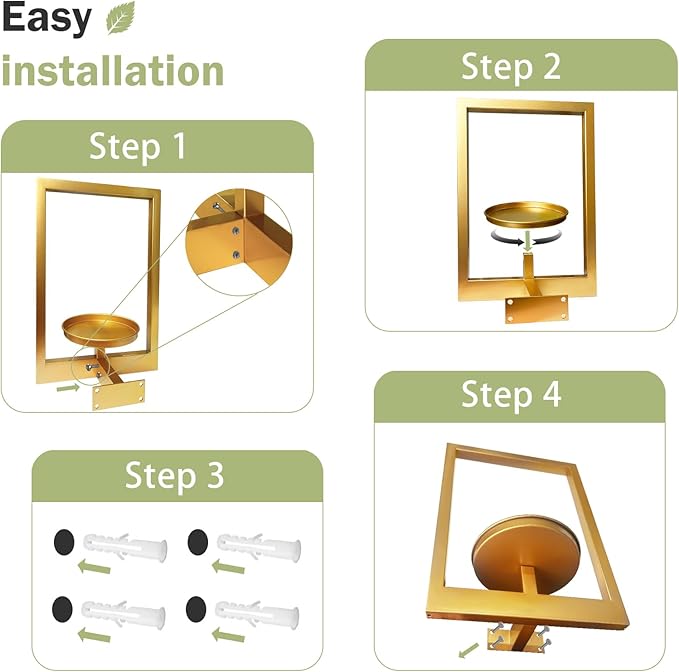 Picture Frame Plant Holder, Window Planter Hanger Shelves,Wall Mount Plants shelf Indoor Outdoor, Metal Hanging Planters Stand Decor,Modern Floating Ornament Rack Art for Home & Garden (Gold 2pc)