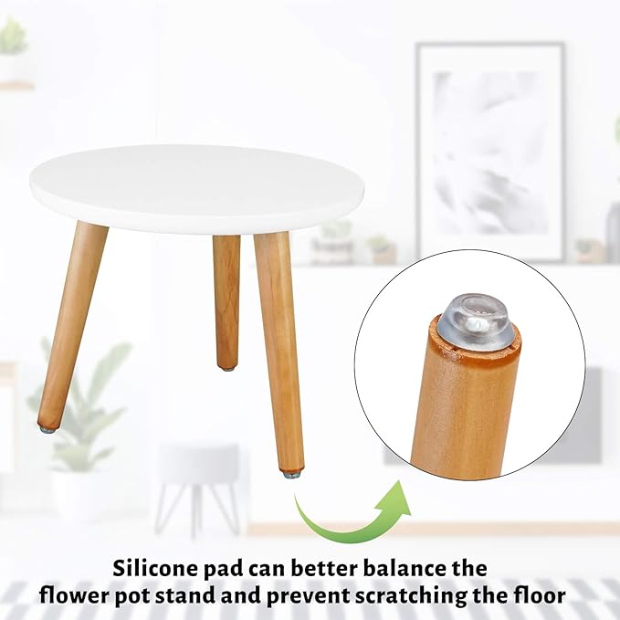 Uneedem Indoor Plant Stand, Wood Mid Century Modern Small Round Side Plant Table for Indoor Plants, 8.9" Tall Plant Holder for Flower Pots End Table