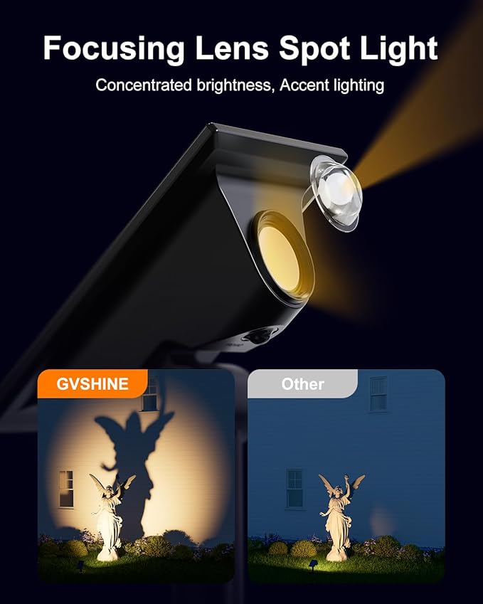 6 Pack Solar Power Spot Lights Outdoor Waterproof LED Dusk to Dawn Landscape Spotlight for Outside Yard, Tree, Flag, Yard, Garden, Statues, 3 Modes, 18 Hours Accent Ambient Lighting - Warm White