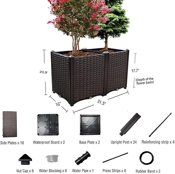 Raised Garden Bed Planter for Outdoor Plants Planter Box Elevated Garden Boxes Deepened Plant pots Perfect for Garden Patio Balcony Deck to Planting Flowers Vegetables Tomato and Herbs