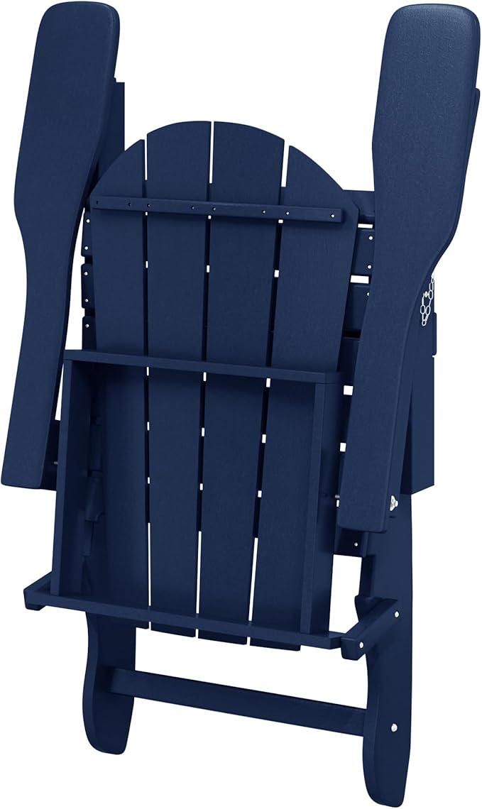 Westin Outdoors Laguna WO Home Furniture Adirondack Chair 4 PC Set Classic Outdoor Patio Folding Chair for Bon Fire Pit Lawn Backyard Beach Plastic Weather-Resistant (Navy Blue)