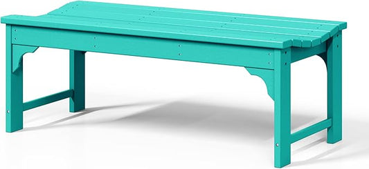WestinTrends Malibu Outdoor Bench, All Weather Resistant Poly Lumber Backless Patio Garden Bench, Adirondack Curved Bench Seat for Comfort, Turquoise