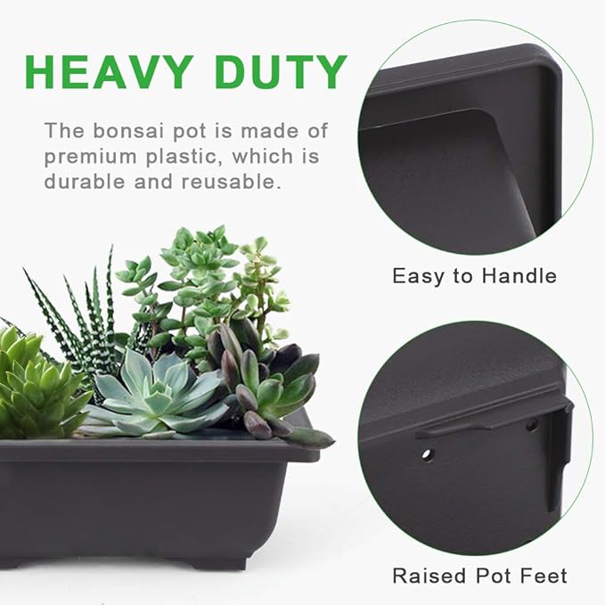 GROWNEER 6 Packs 6.5 Inch Bonsai Training Pots with Drainage Humidity Trays, Bonsai Tree Kits with 1 Repotting Mat, Growing Planter for Garden, Yard, Balcony, Office, Indoor, Outdoor