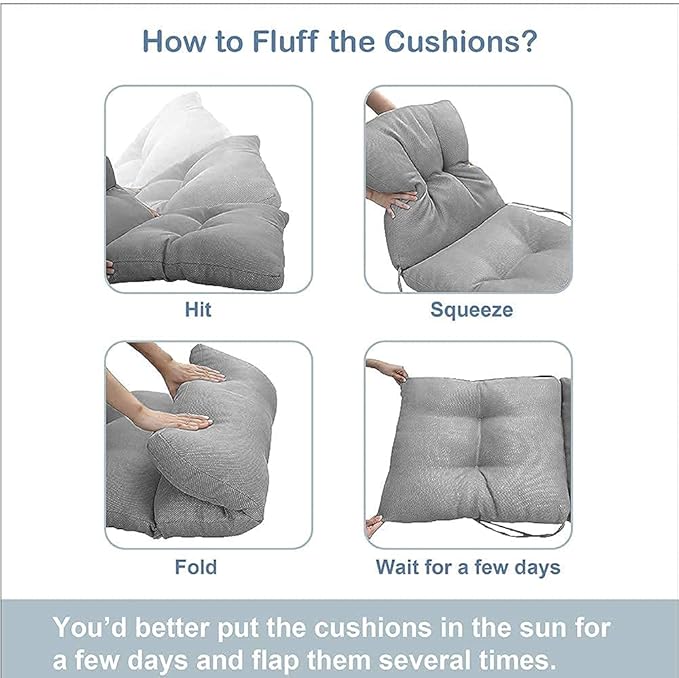 LVTXIII Outdoor Seat/Back Chair Cushion Patio Tufted High Back Cushion, Seasonal Replacement Rocking Chair Cushion with Ties (22” W x 20D”, Set of 2, Palm Green)