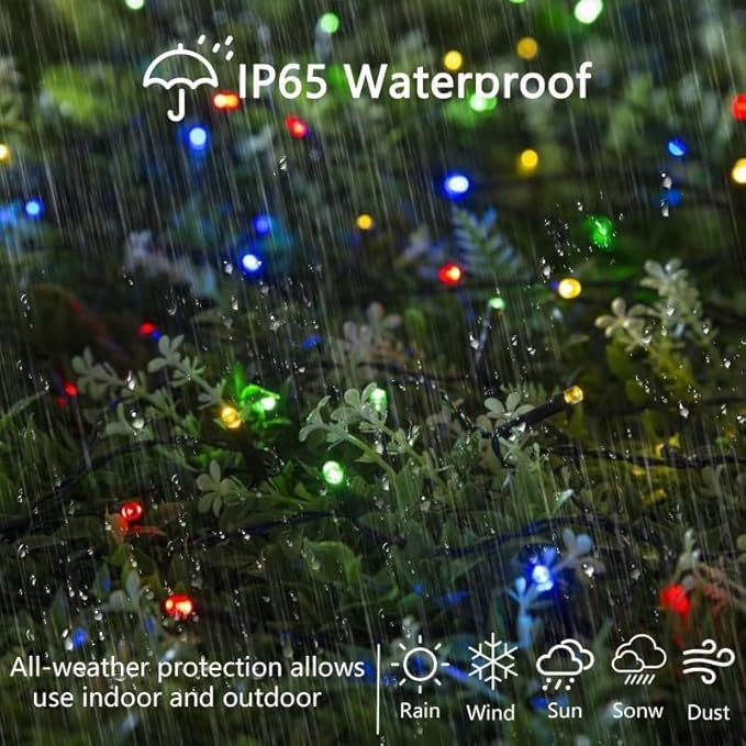 OZS Extra Long 115Ft 300LED RGB Color Changing String Lights Indoor/Outdoor, Waterproof 8 Modes Christmas Tree Lights, Green Wire for Party Wedding Garden Christmas Decorations