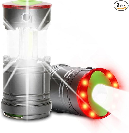 Lichamp Collapsible LED Camping Lantern, Portable Lightweight Waterproof LED Flashlight, 4 Light Modes, Survival Kits for Indoor Outdoor Home Emergency Power Outages Hiking Hurricane, 2 Pack, Medium