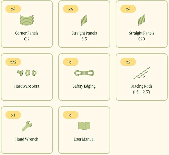 Vego garden Raised Garden Bed Kit, 17" Tall 10 in 1 Modular, Metal Planter Box for Vegetables, Flowers, Herbs, Sunlit Oak