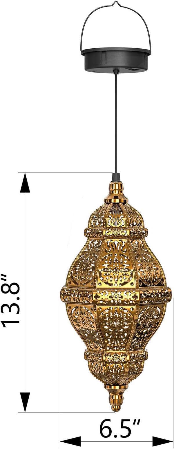 Twinkya 2 Pack Hanging Solar Lights Outdoor Garden Decor, Waterproof Plastic Moroccan Solar Powered Lantern Lamp, Outside Decorations for Patio Yard Porch Backyard Decor, Gardening Gifts for Women Mom