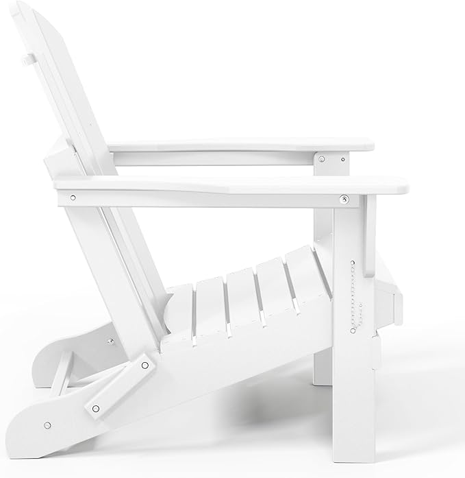 Westin Outdoors Laguna WO Home Outdoor Adirondack Folding Chair Lounger Seat Traditional Retro Home Furniture for Beach, Balcony, Backyard, Lawn, Patio, Pool, Deck, Garden (White)