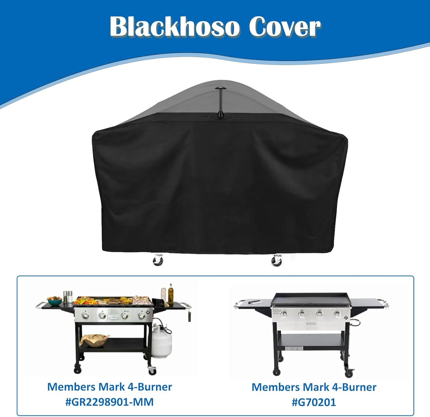 Grill Cover for Members Mark 4-Burner Outdoor Flat Top Gas Griddle, Member's Mark 36 Inch Griddle Cover, 600D Heavy Duty Waterproof UV Resistance Outdoor Cover