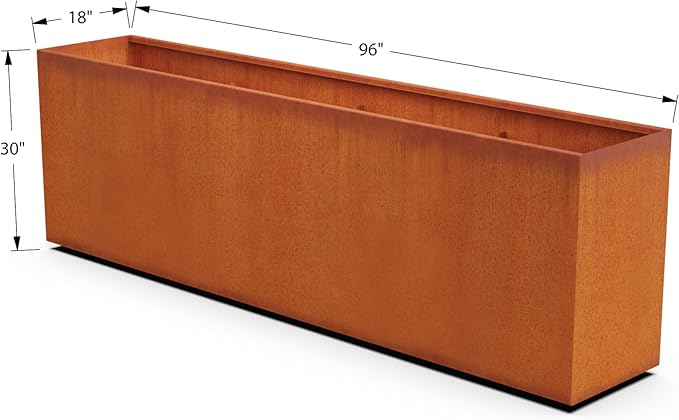 Corten Steel Planter Rectangle Outdoor Metal Garden Box Heavy Duty | Made in USA | Fully Assembled