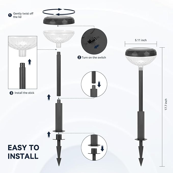 Solar Pathway Lights Outdoor Waterproof: 8 Pack LED Yard Light RGB Landscape Lighting - Color Changing Path Walkway Lights Solar Powered Garden Decor for Outside Patio Decorations