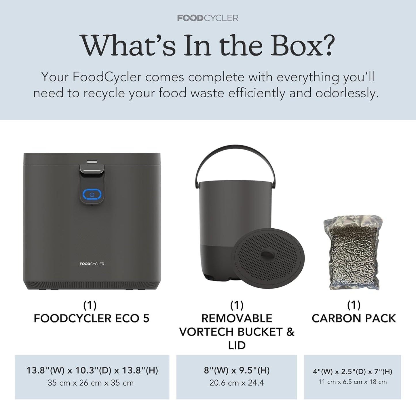 Food Cycler Eco 5 Award-Winning Kitchen Food Recycler | Indoor Composter Bin Alternative | Electric Countertop Food Disposer with Odorless 5L Indoor Food Waste Bin for Easy Waste Management | Grey