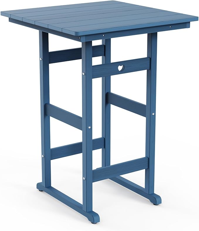 Adirondack Outdoor Bar Table, Durable HDPE Composite, Weather Resistant, Easy to Clean, Perfect for Backyard and Poolside Use, Navy Blue