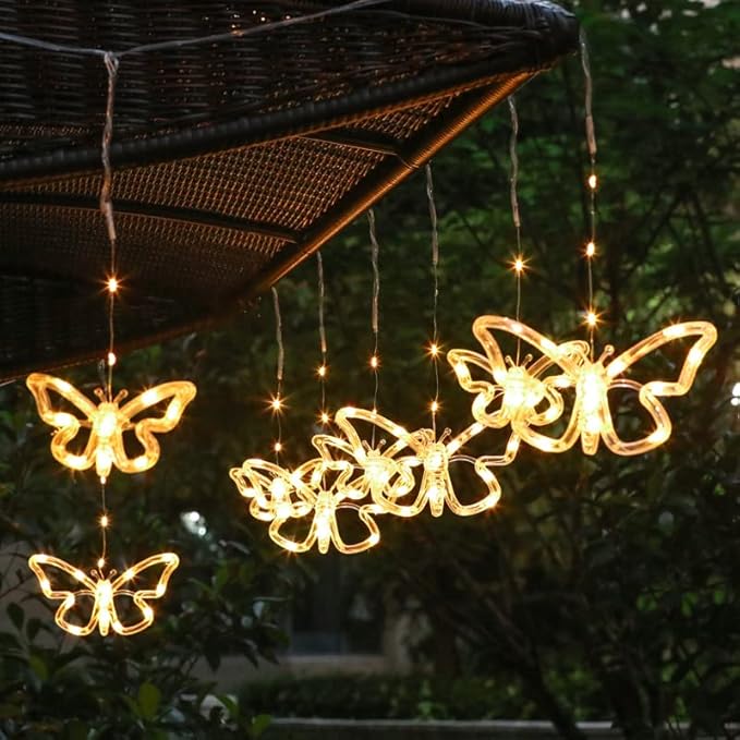 Solar USB String Butterfly Lights Indoor Outdoor 10 LED Fairy Light Decorations for Garden Fence Patio Yard Christmas Tree, Lawn, Patio, Party Decoration (USB Light)