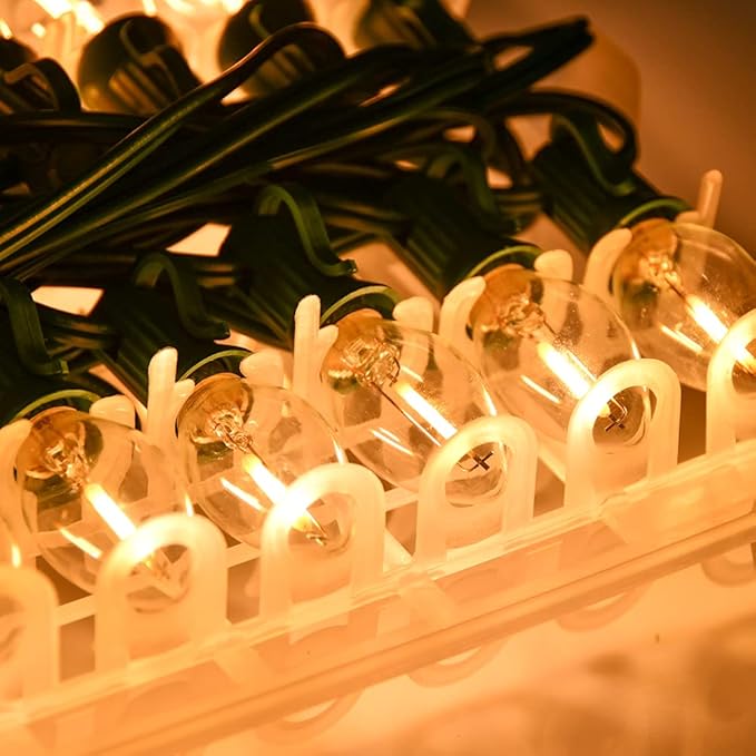 25FT C7 LED Christmas Lights Outdoor, C7 Warm White Christmas String Light with 27 LED Bulb, Hanging Vintage Christmas Lights UL Listed for Patio Backyard Party Tree Roofline House Xmas Decorations